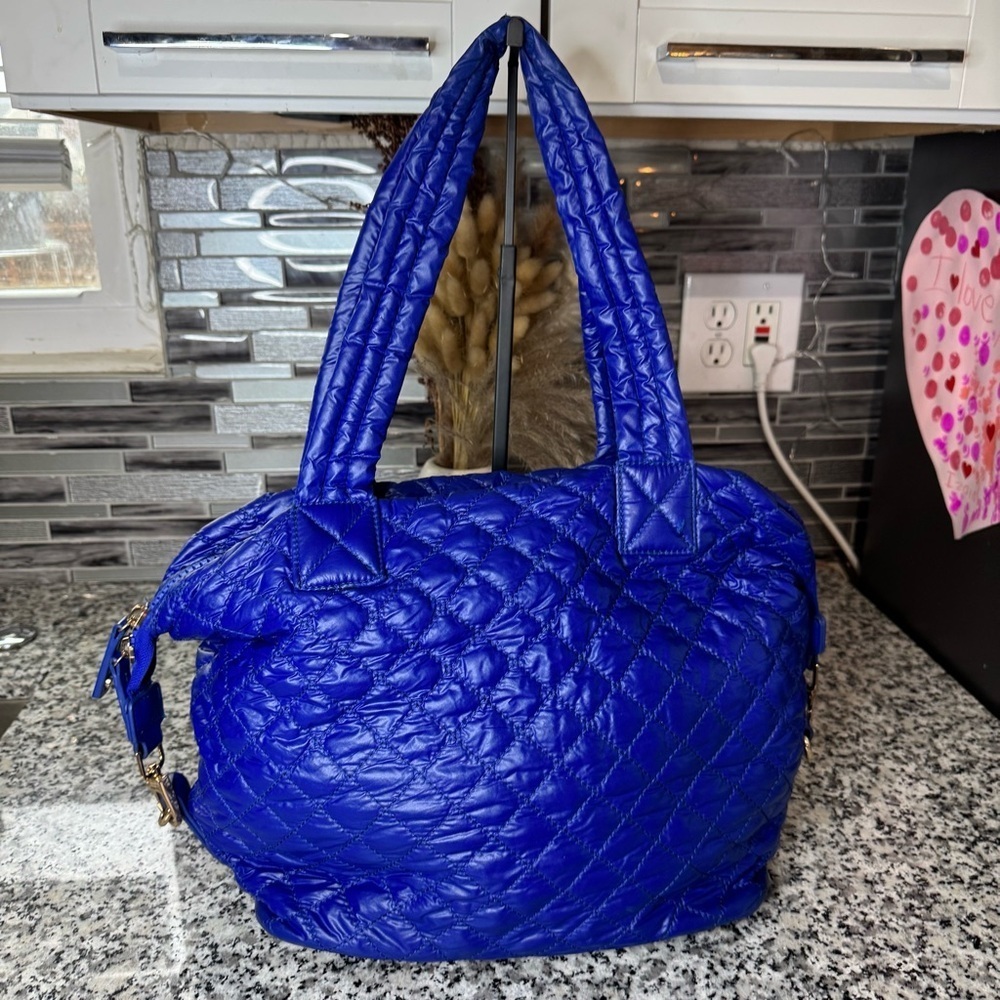 Urban Fit by Urban Expressions | Women's Blue Quilted Nylon Puffer Bag